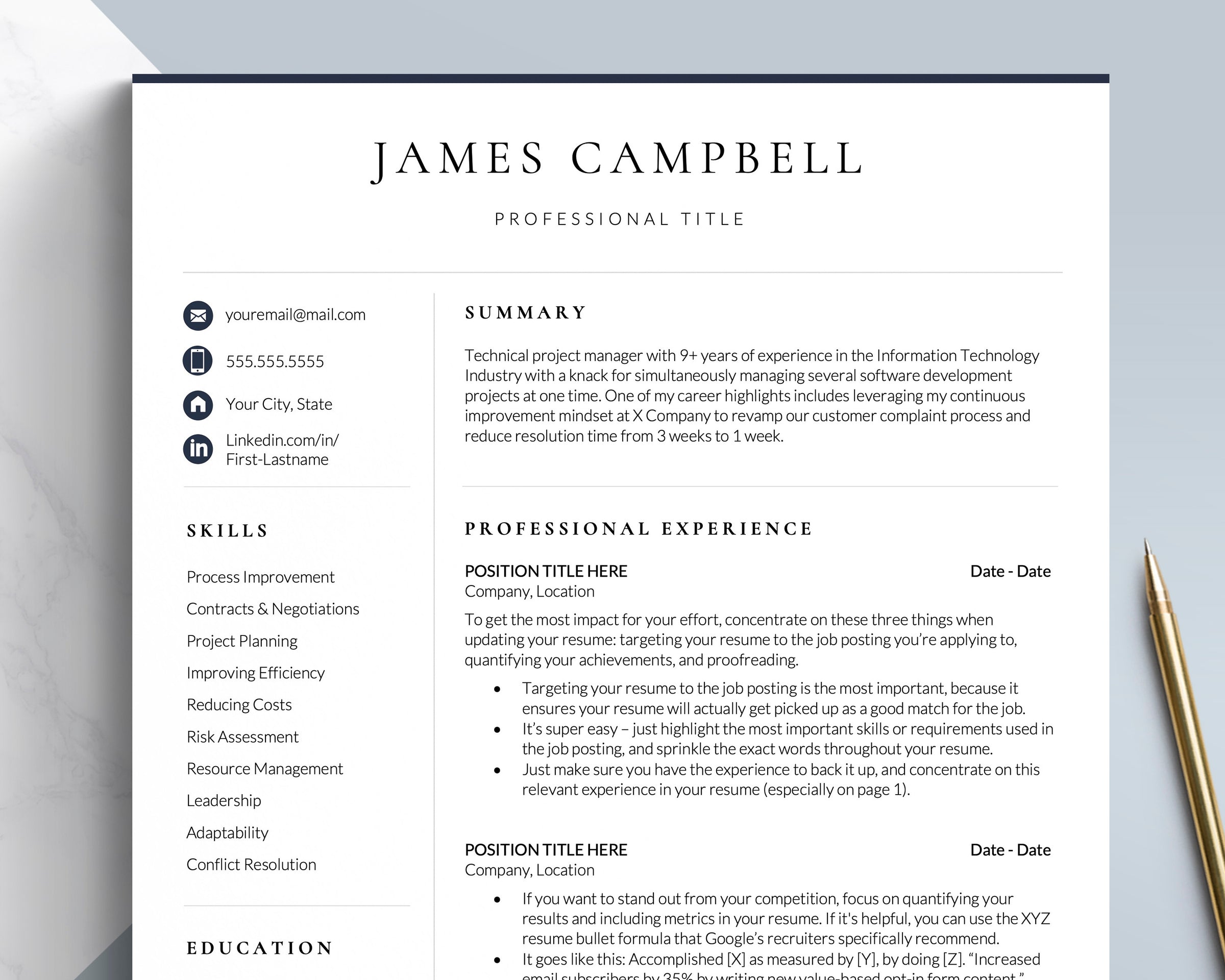 Professional Executive Resume Templates