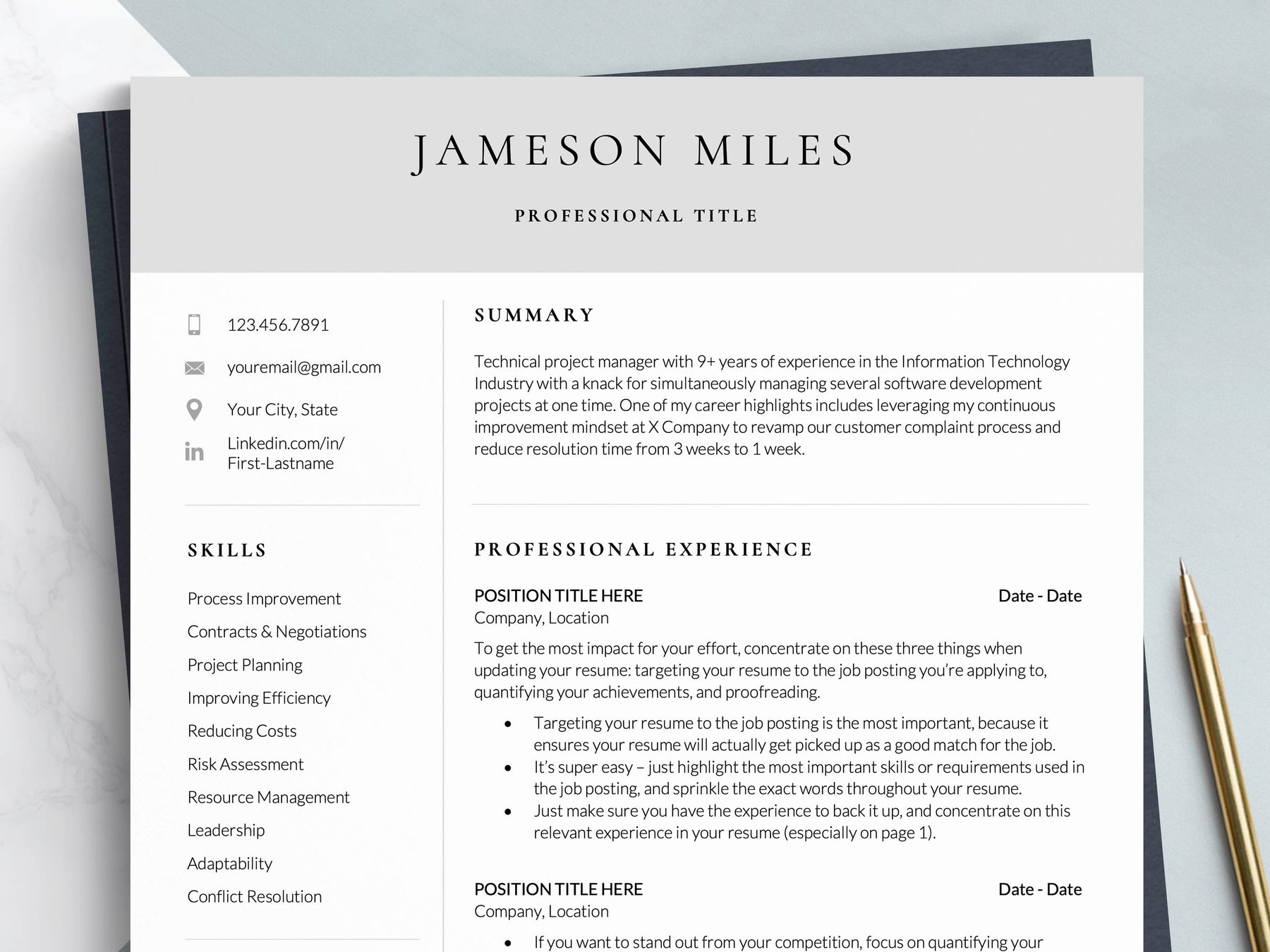 Professional Executive Resume Templates