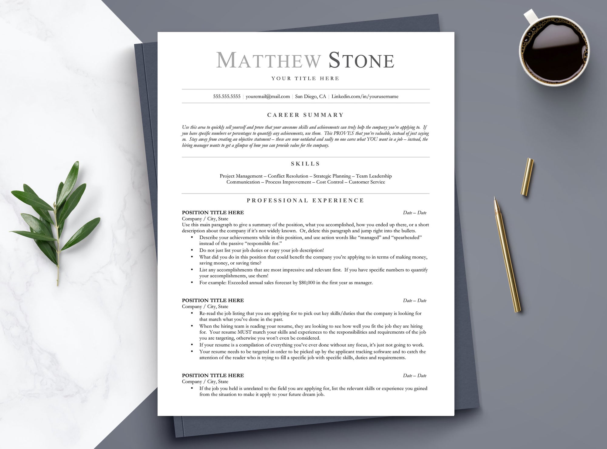 ATS Compliant Resume Template - Lawyer CV, Executive Resume Template f