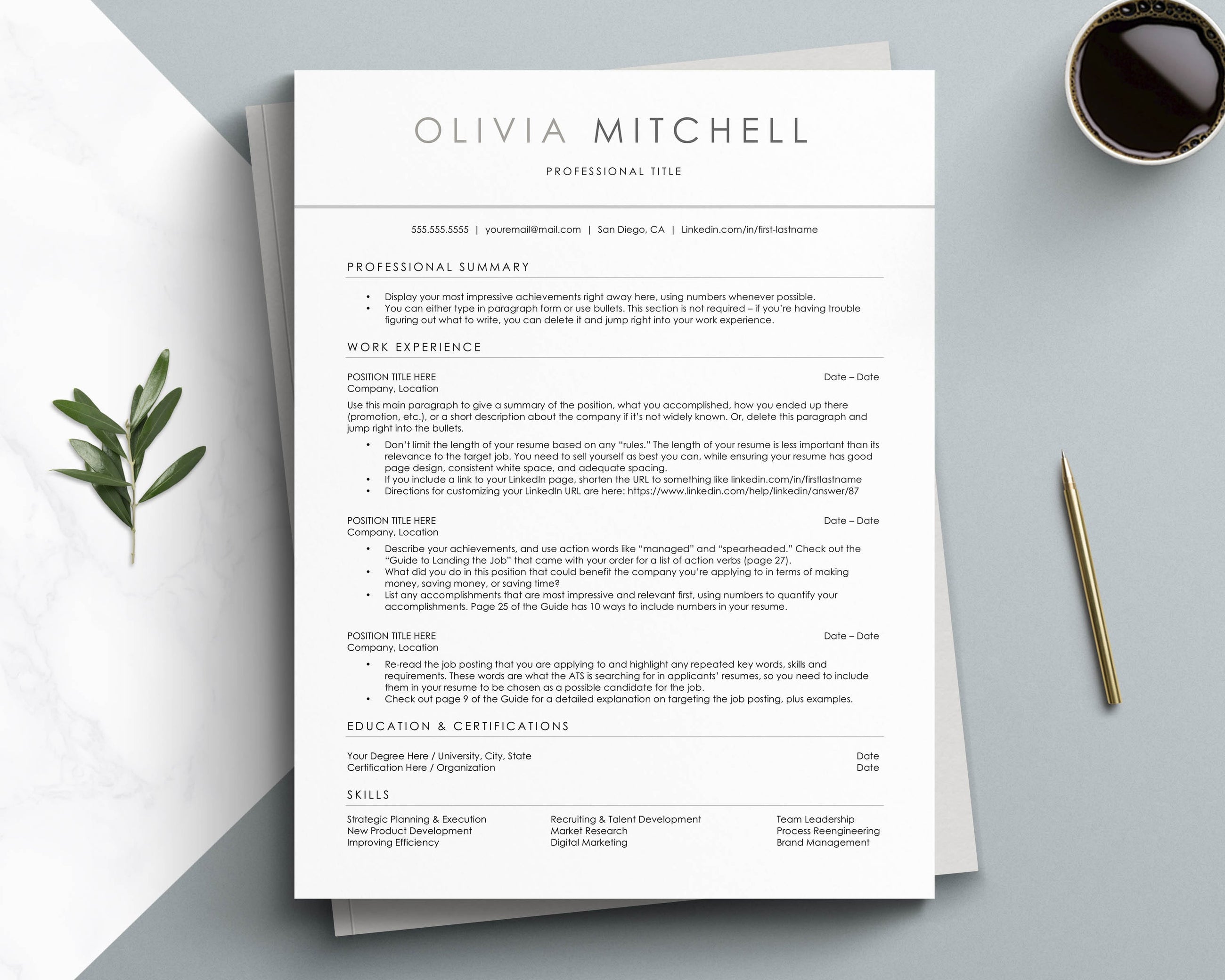 Best Modern ATS Resume Template and CV Format for Word, Apple Pages, G