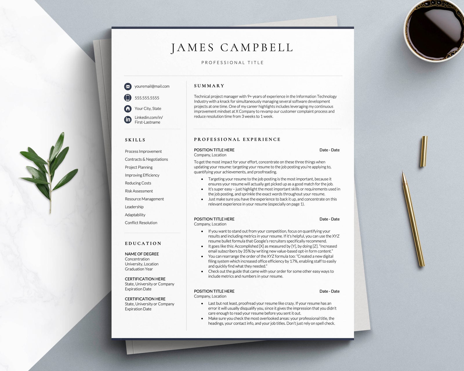 Nonprofit Executive Director Resume Template For Word, Google Docs 