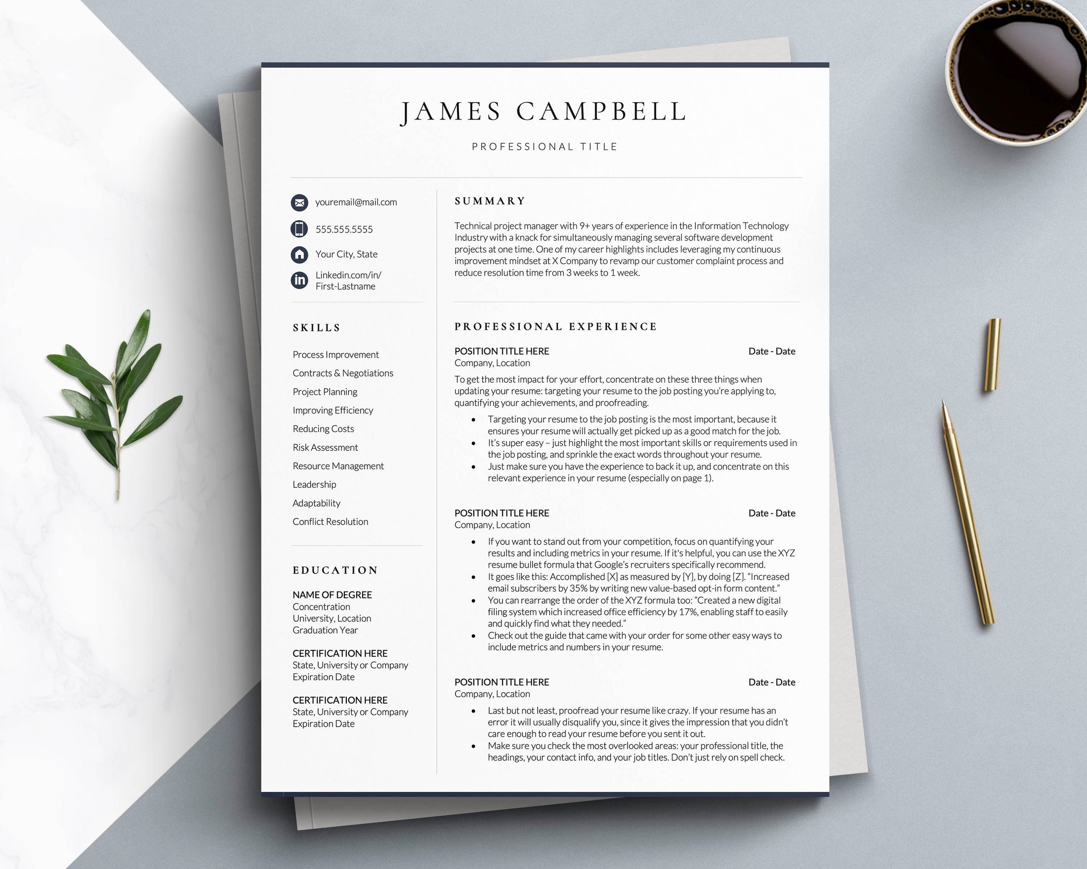 Nonprofit Executive Director Resume Template for Word, Google Docs ...