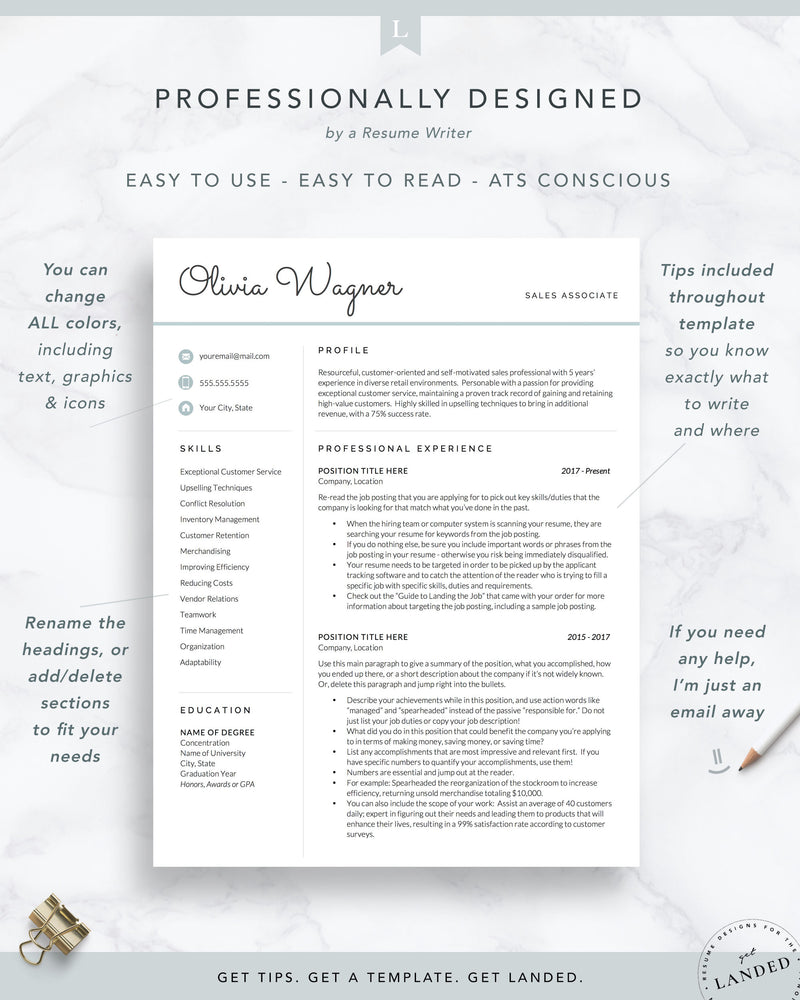 Retail Sales Resume Template | The Olivia